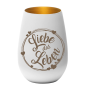 Preview: Graviertes Windlicht Glas ''Liebe das Leben'' in verschiedenen Farben – stimmungsvolle Deko