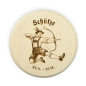 Preview: Gravierter Bierglasdeckel aus Holz mit Schützen-Motiv im Woidladinger Online Shop