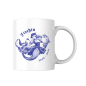 Preview: Weiße Keramiktasse mit blauem bayerischen Fische Sternzeichen Motiv (weiblich) im Vordergrund