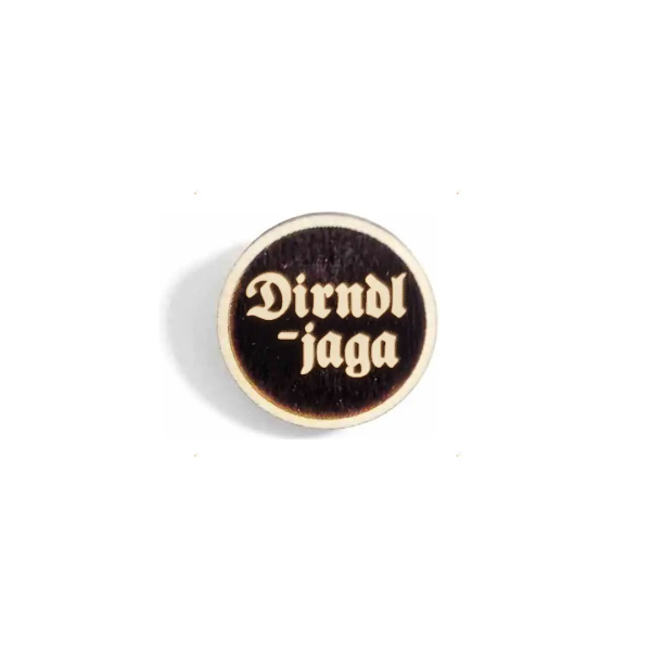 "Dirndljaga" Woid-Brosche Holz