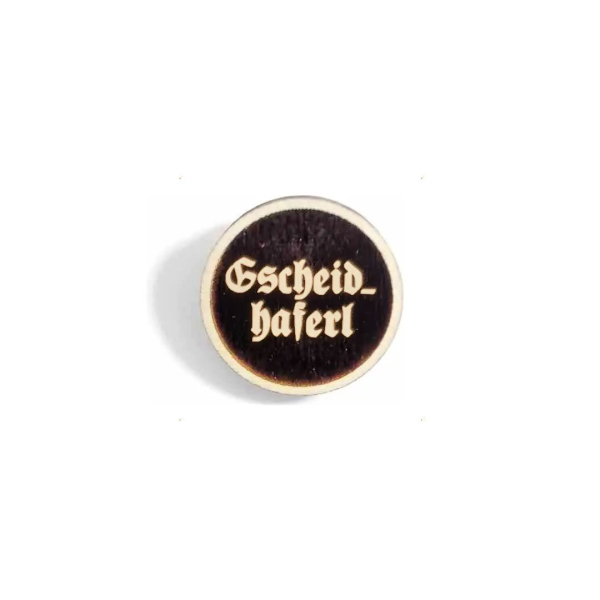 "Gscheidhaferl" Woid-Brosche Holz