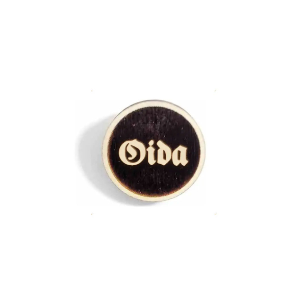 "Oida" Woid-Brosche Holz