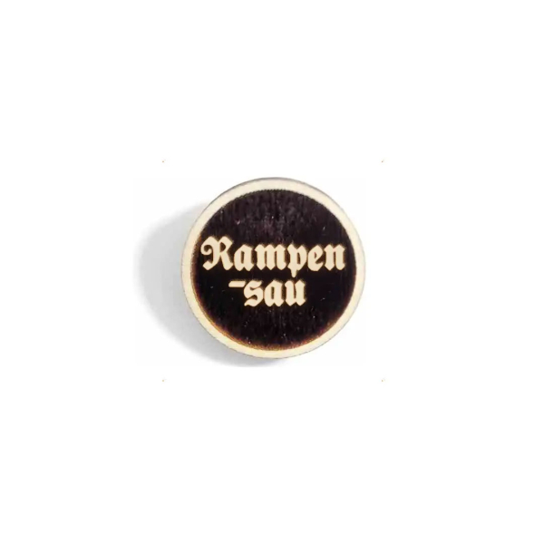 "Rampensau" Woid-Brosche Holz