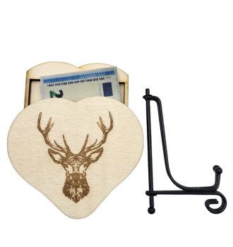 Bayern Geschenk, Lasergravur, Personalisiertes Herz, Naturholz, Geldgeschenk, Dekoration, Geheimfach, Woidladinger