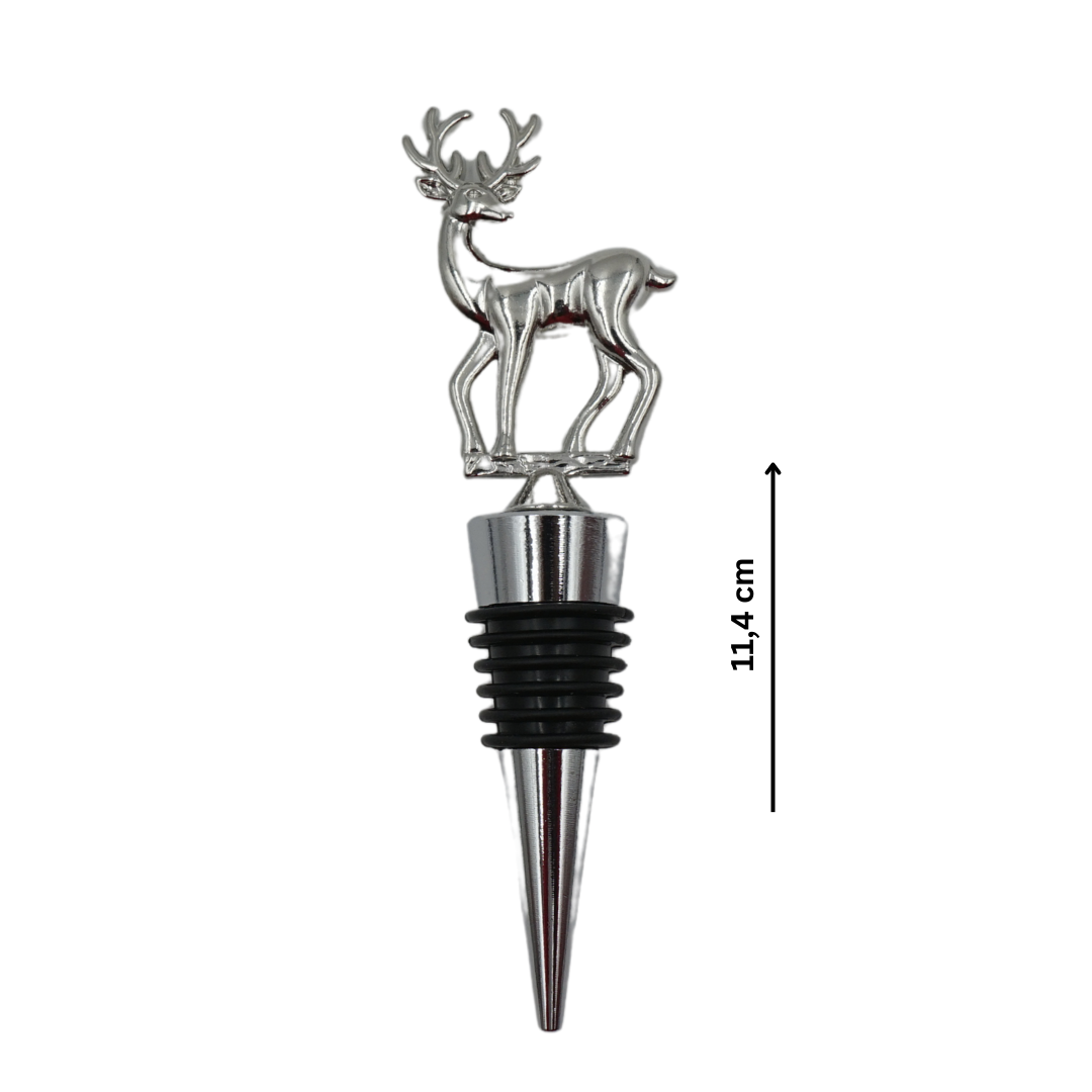 Edler Metall-Flaschenverschluss in silbermit Hirschmotiv – Frische bewahren & Stil setzen