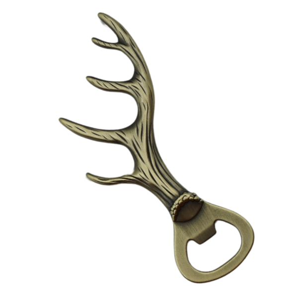 Edler Flaschenöffner im Geweih-Stil aus Bronze – perfekt für Trachtenliebhaber.