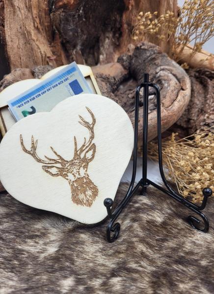 Bayern Geschenk, Lasergravur, Personalisiertes Herz, Naturholz, Geldgeschenk, Dekoration, Geheimfach, Woidladinger