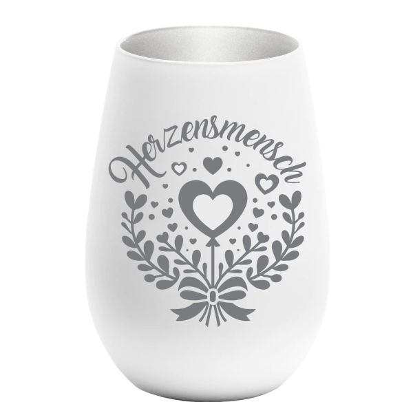 Graviertes Windlicht ''Herzensmensch'' aus Glas – Perfektes Geschenk in verschiedenen Farben