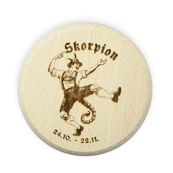 Gravierter Holz-Bierglasdeckel mit Skorpion-Motiv – Umweltfreundlich und praktisch