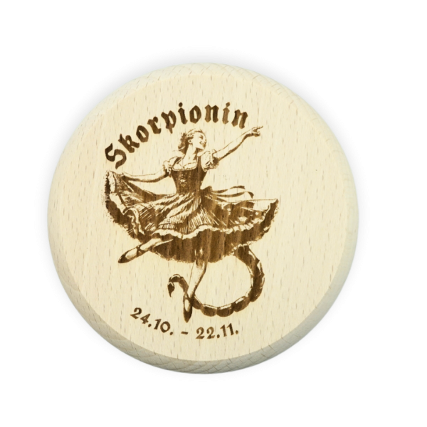 Gravierter Holz-Bierglasdeckel mit Skorpion-Motiv – Umweltfreundlich und praktisch