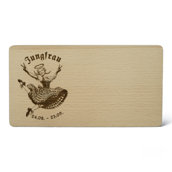 Nachhaltiges Holzbrettchen mit Jungfrau-Sternzeichen Gravur – Perfektes Geschenk für Jungfrau-Geborene