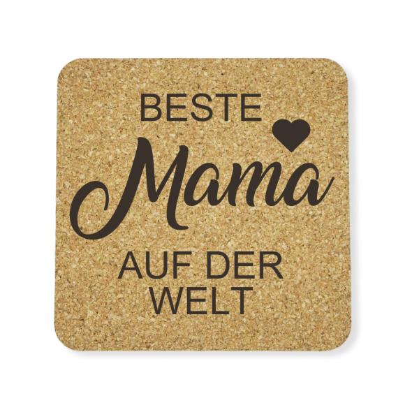 Umweltfreundliche Geschenkidee für Mütter: Eckige Korkuntersetzer im 5er Set - bei woidladinger.de entdecken!