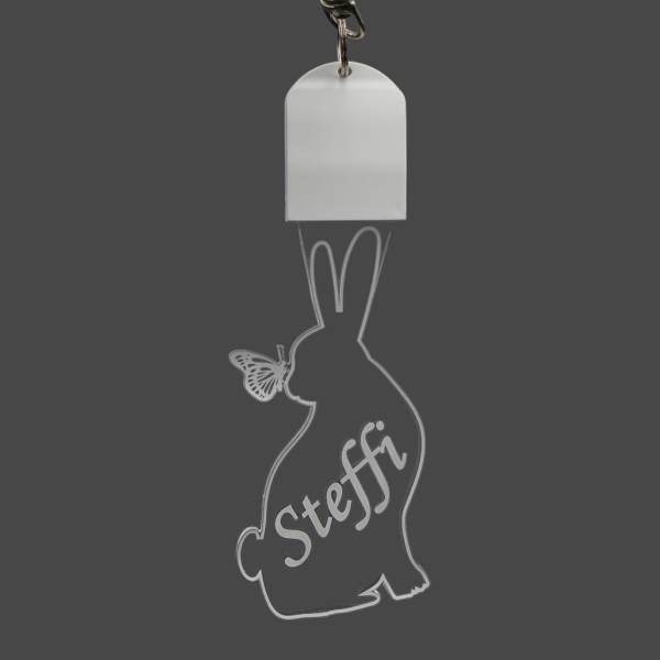 Schlüsselanhänger LED - Hase mit Schmetterling