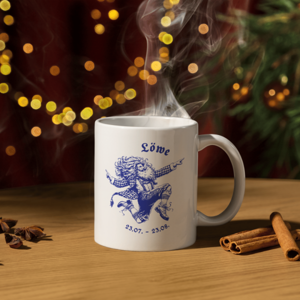 Bayerische Löwen-Motiv Tasse im Weihnachtsambiente, perfekt als Geschenk